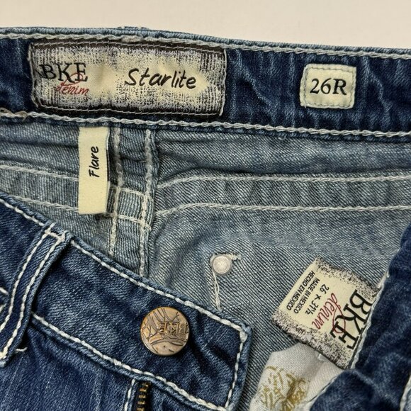 Bke Starlite Flare Jeans Bootcut Women Size 26R Hippie Western Cowgirl Cowboy - Picture 7 of 12